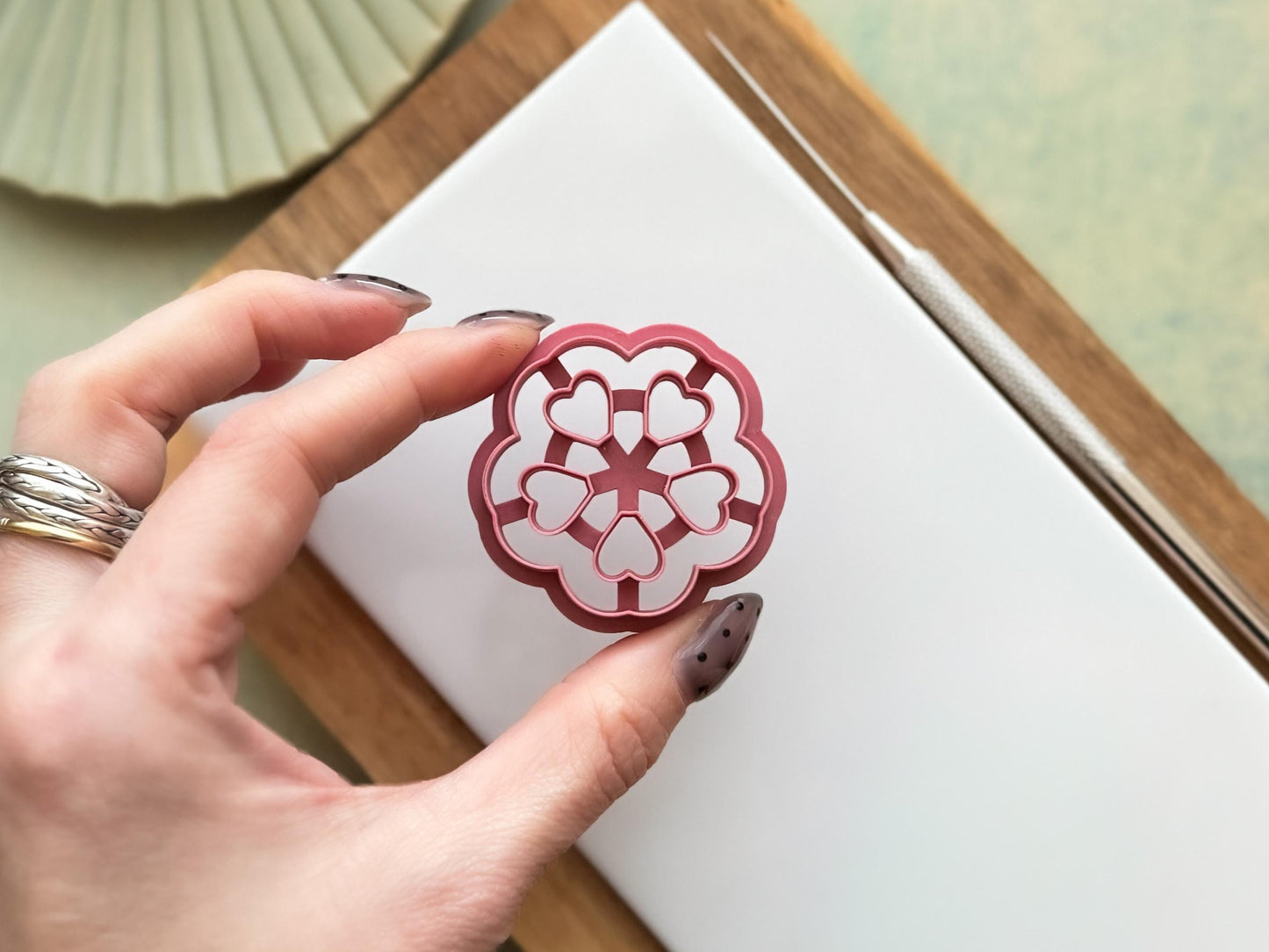 UK-made sakura blossom outline cutter for polymer clay jewellery making and cake decorating