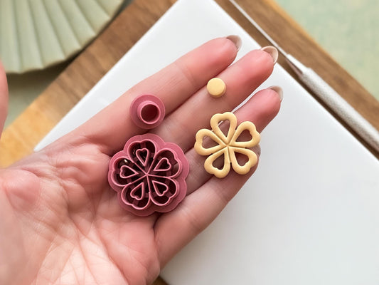 Cherry blossom flower cutter 2 for polymer clay earrings, spring floral outline cutter UK