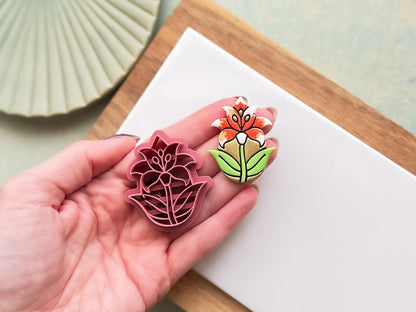 Lily Flower Cutter, Teardrop Shaped Background For Polymer Clay Crafts-Floral Clay Cutters