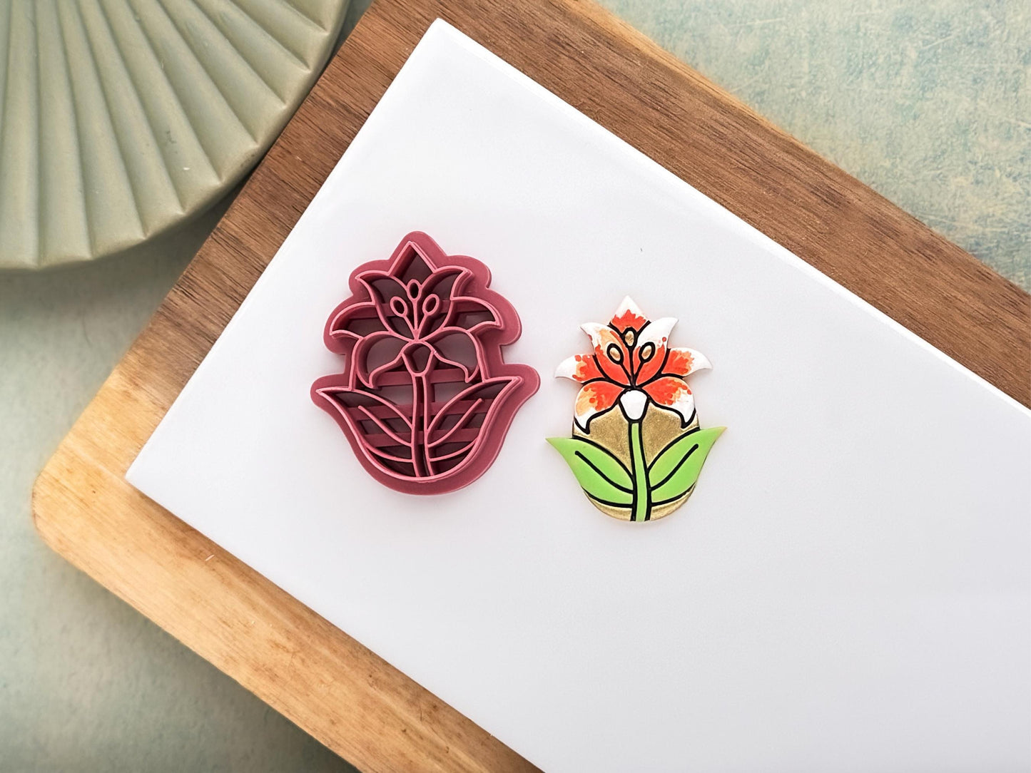 Lily Flower Cutter, Teardrop Shaped Background For Polymer Clay Crafts-Floral Clay Cutters