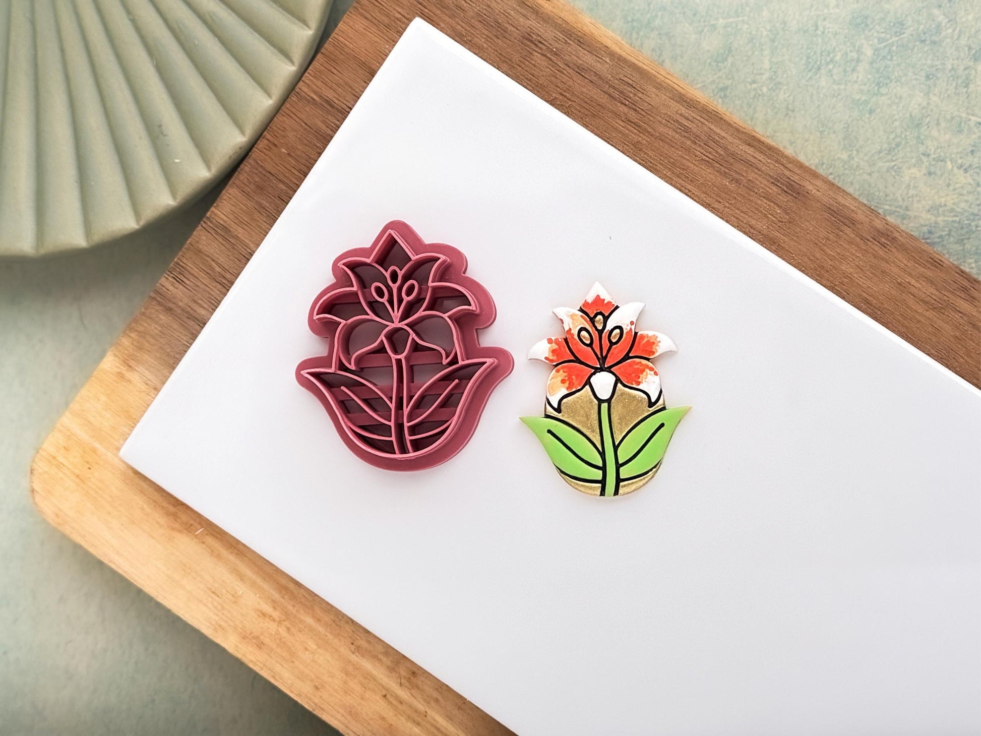 Lily Flower Cutter, Teardrop Shaped Background For Polymer Clay Crafts-Floral Clay Cutters