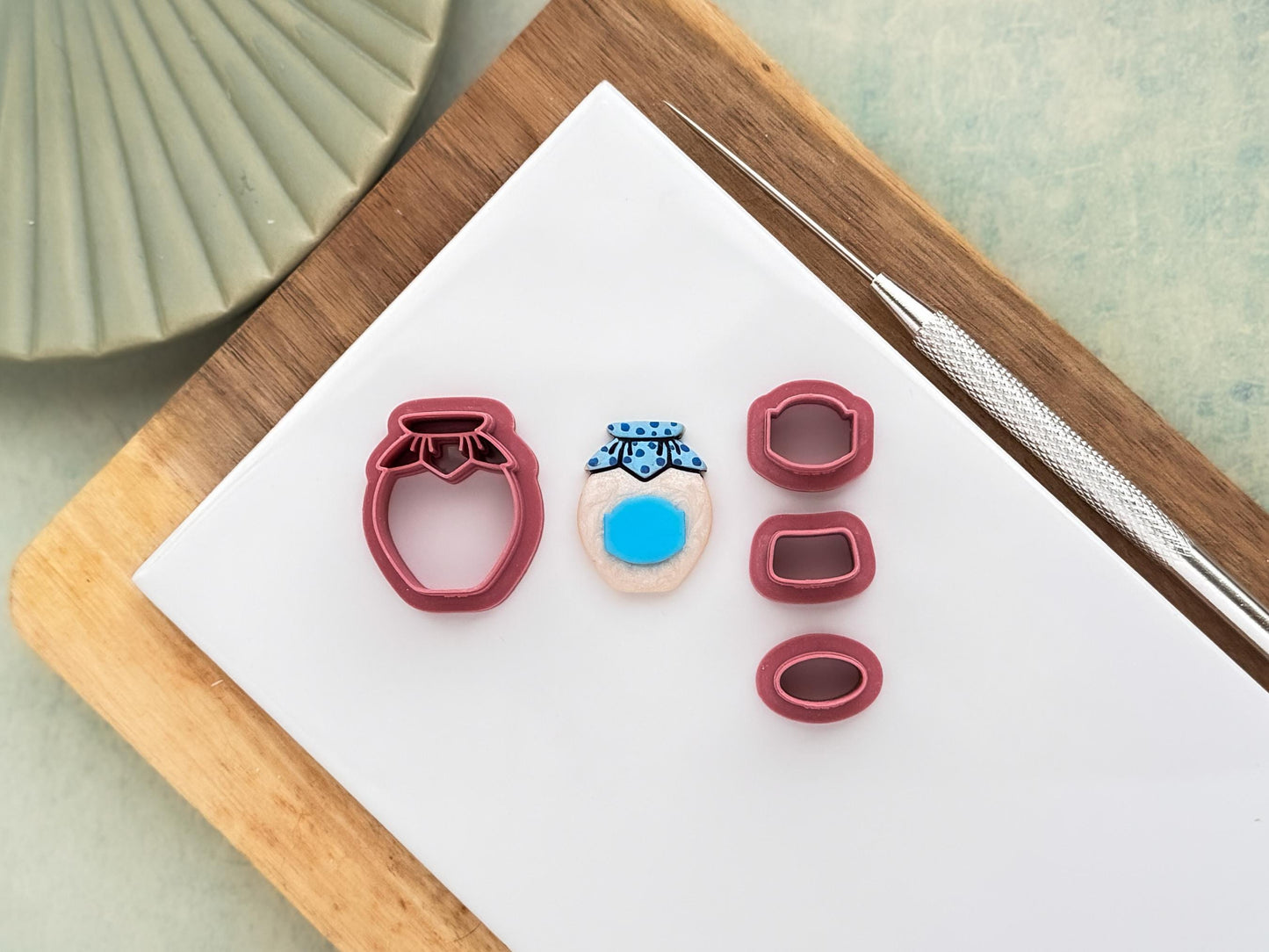 Jam Jar Cutter Set For Polymer Clay, 5 Jar Designs And 3 Labels-Food Themed Clay Cutters