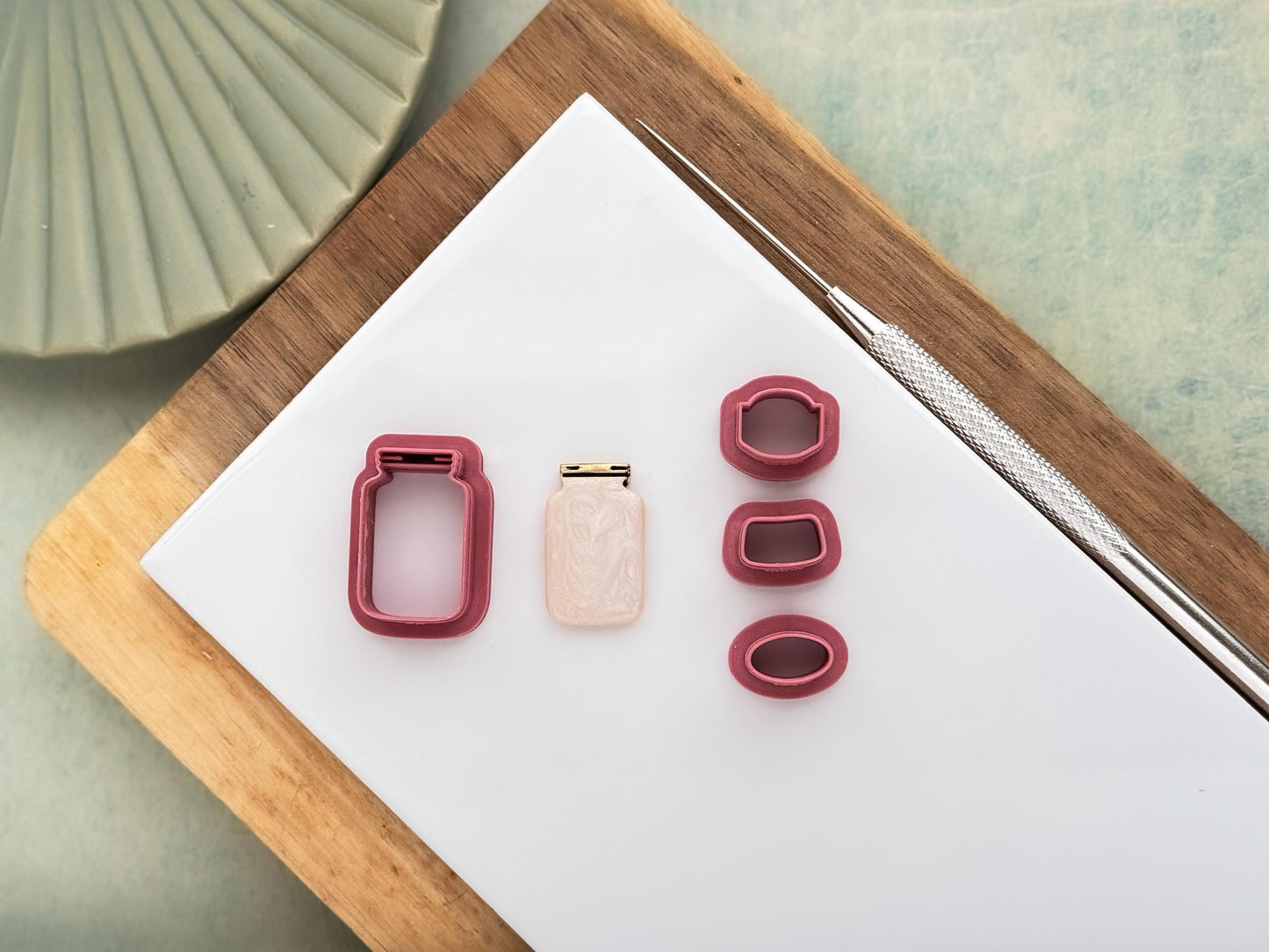 Jam Jar Cutter Set For Polymer Clay, 5 Jar Designs And 3 Labels-Food Themed Clay Cutters