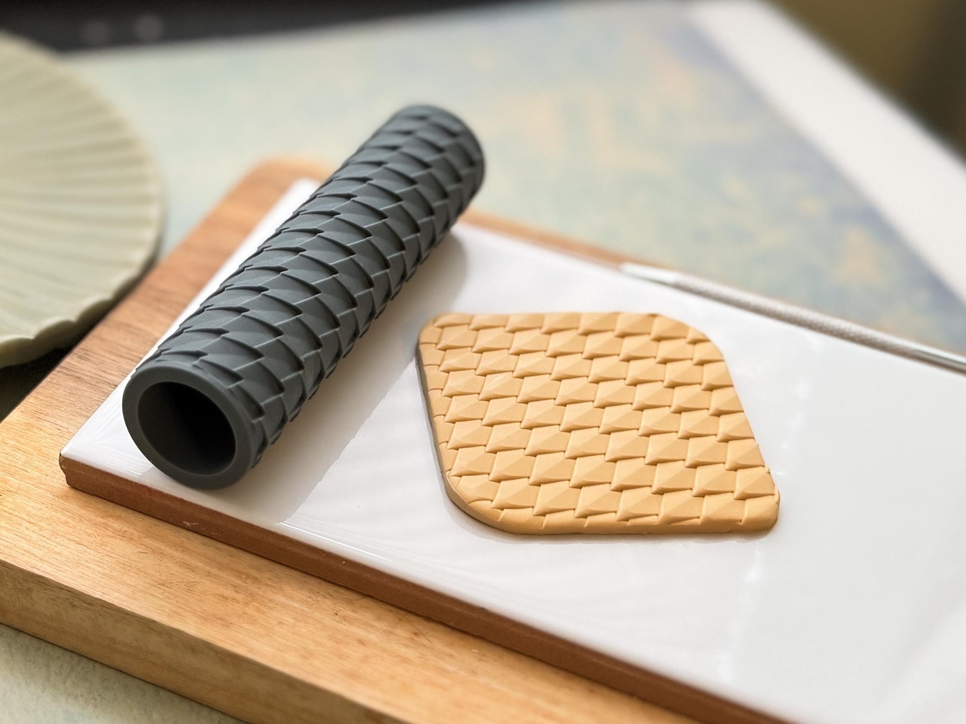Fabled Cutters dragon scale texture roller – embossed clay slab detail