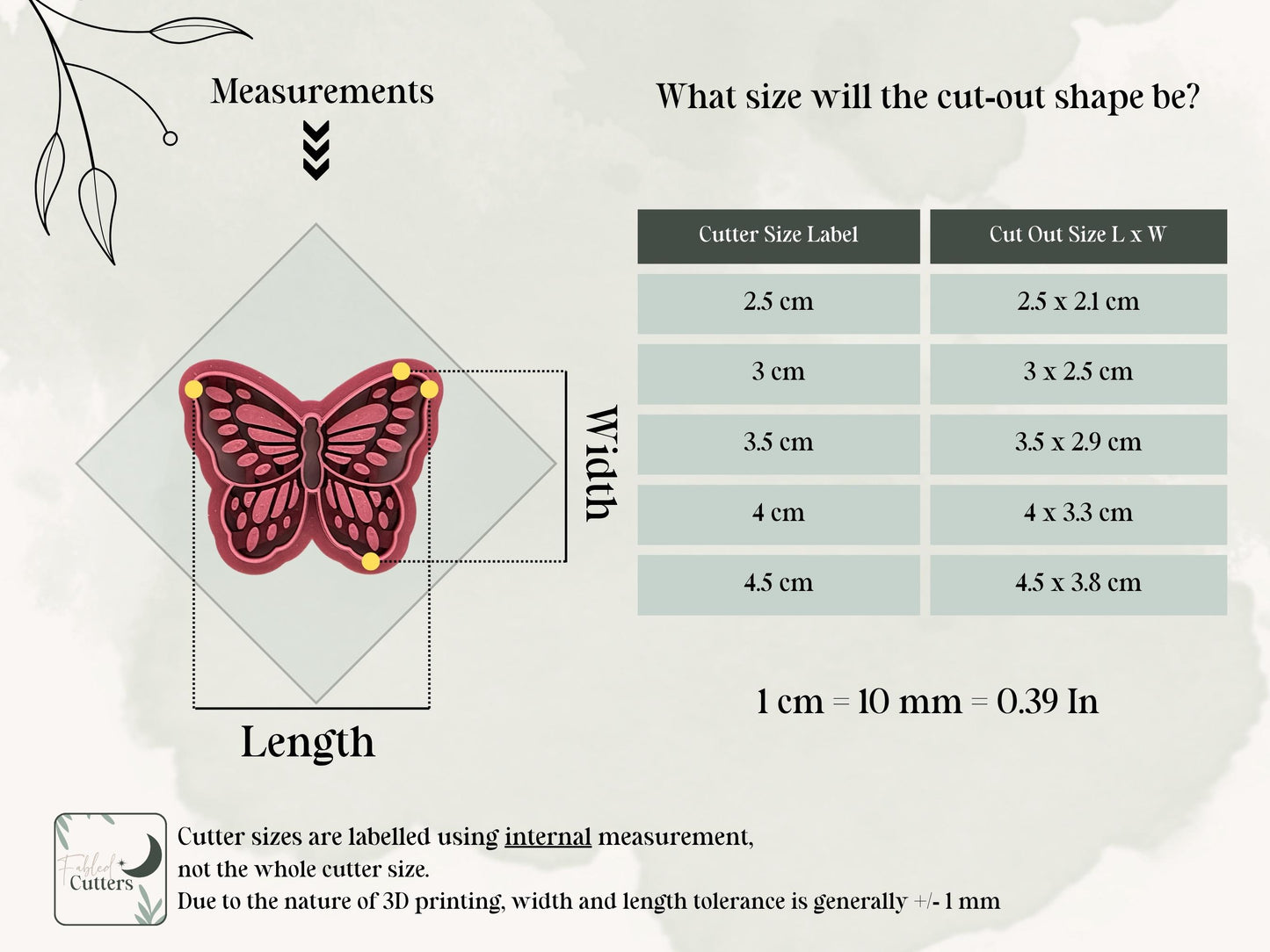 Detailed Butterfly Cutter, For Polymer Clay & Fondant, Available in 5 Sizes-Animal & Nature Cutters