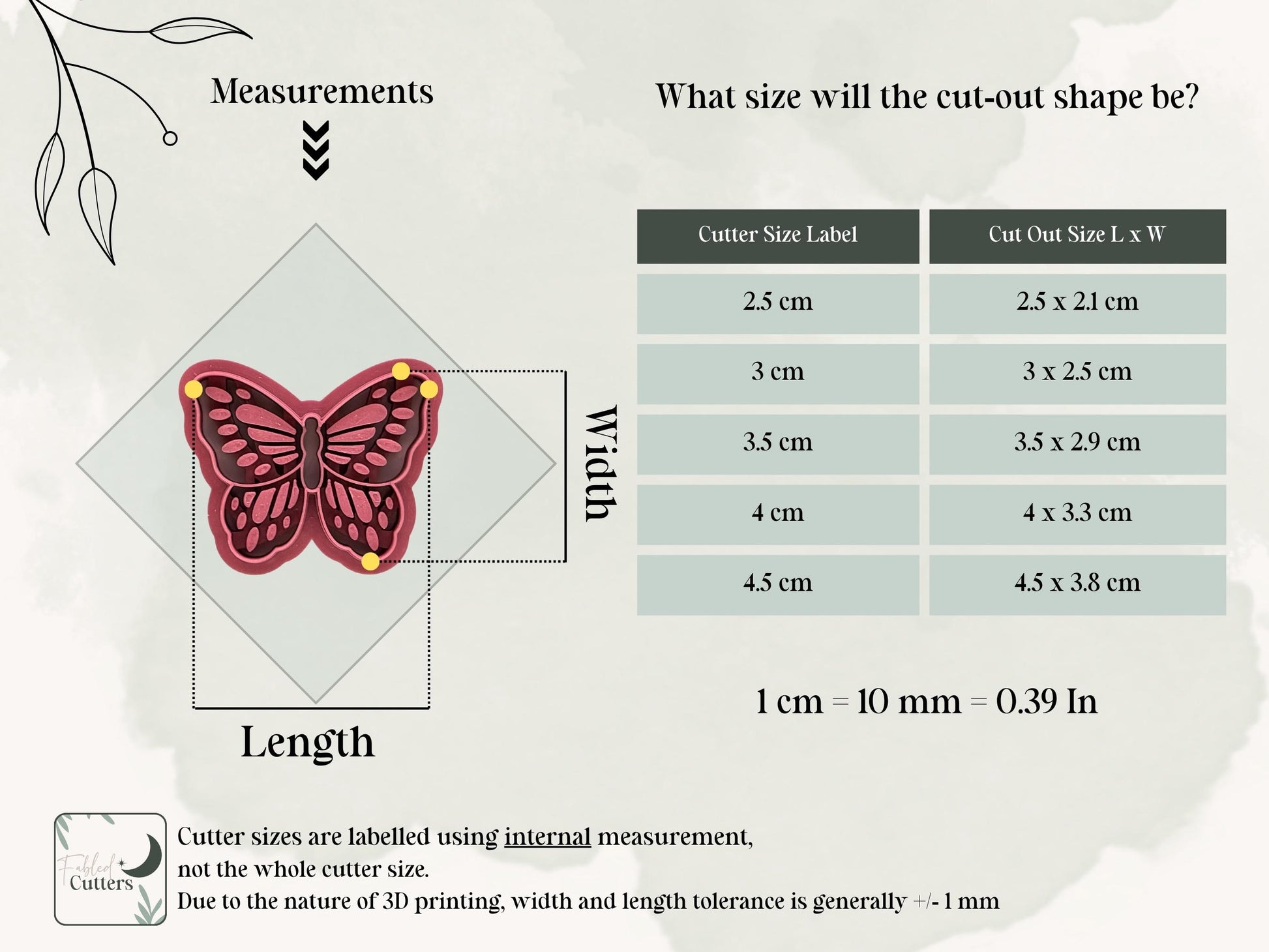 Detailed Butterfly Cutter, For Polymer Clay & Fondant, Available in 5 Sizes-Animal & Nature Cutters