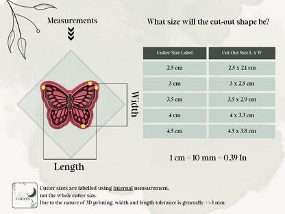 Detailed Butterfly Cutter, For Polymer Clay & Fondant, Available in 5 Sizes-Animal & Nature Cutters