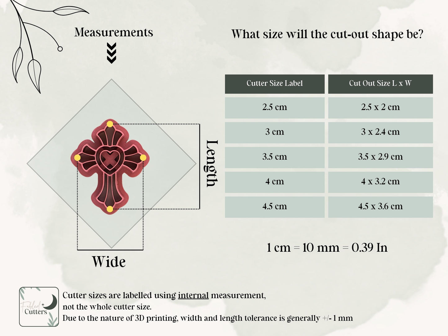 Cross Cutter With Heart, For Polymer Clay & Fondant, Available in 5 Sizes-Misc