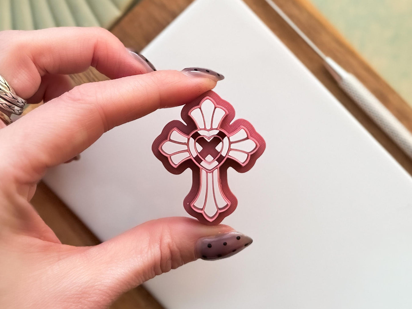 Cross Cutter With Heart, For Polymer Clay & Fondant, Available in 5 Sizes-Misc