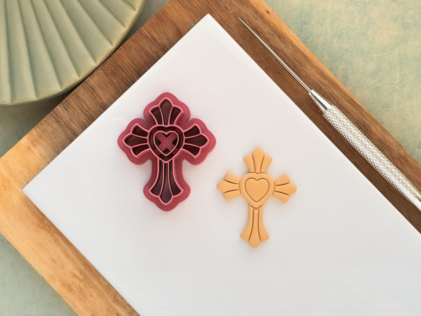 Cross Cutter With Heart, For Polymer Clay & Fondant, Available in 5 Sizes-Misc