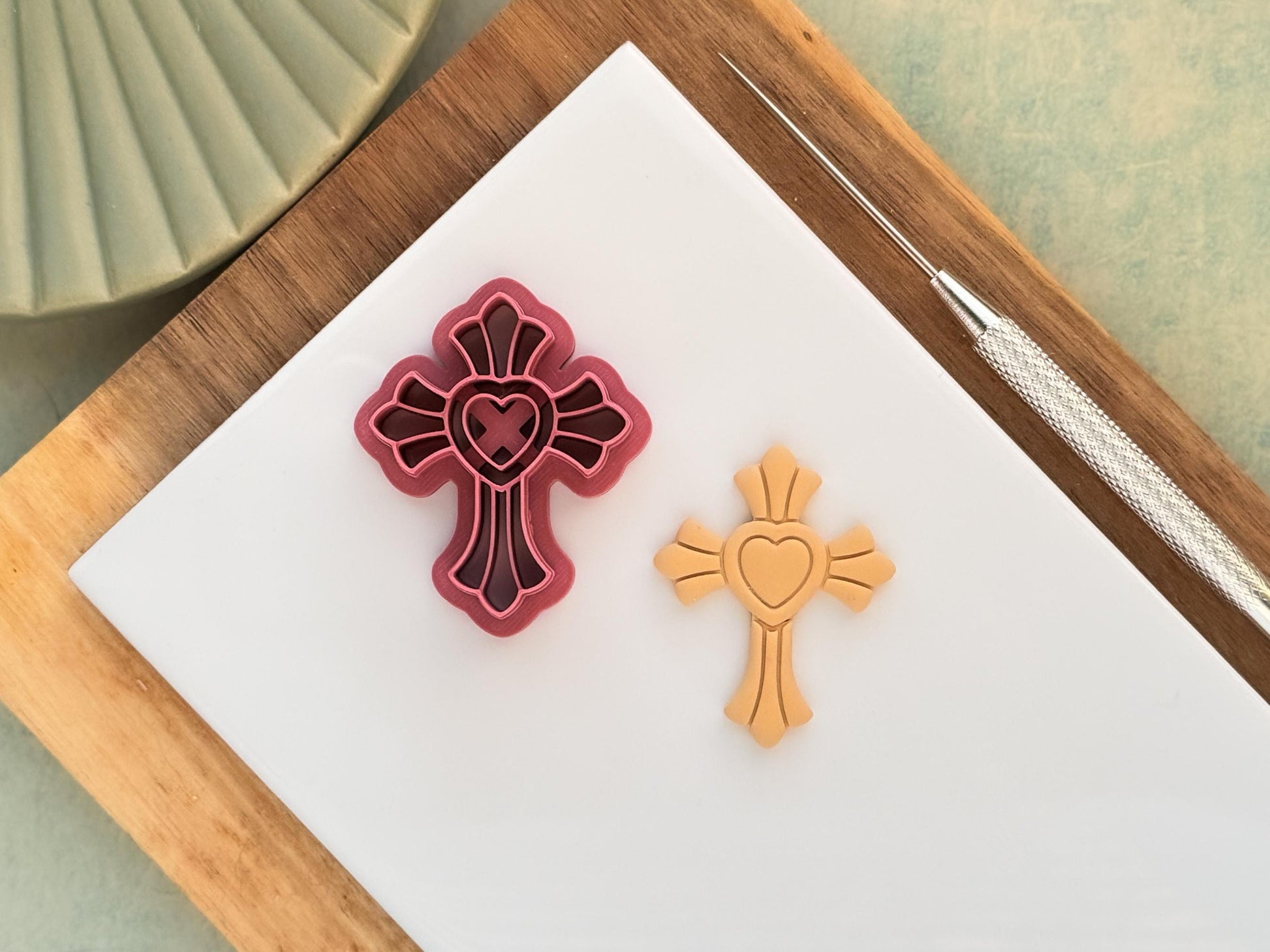 Cross Cutter With Heart, For Polymer Clay & Fondant, Available in 5 Sizes-Misc