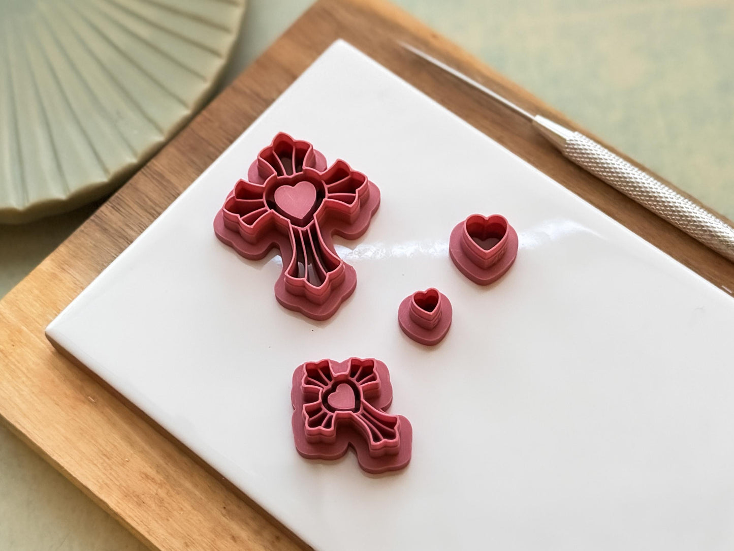 Cross Clay Cutter With Bezel Heart, For Polymer Clay & Fondant, Available in 5 Sizes-Misc