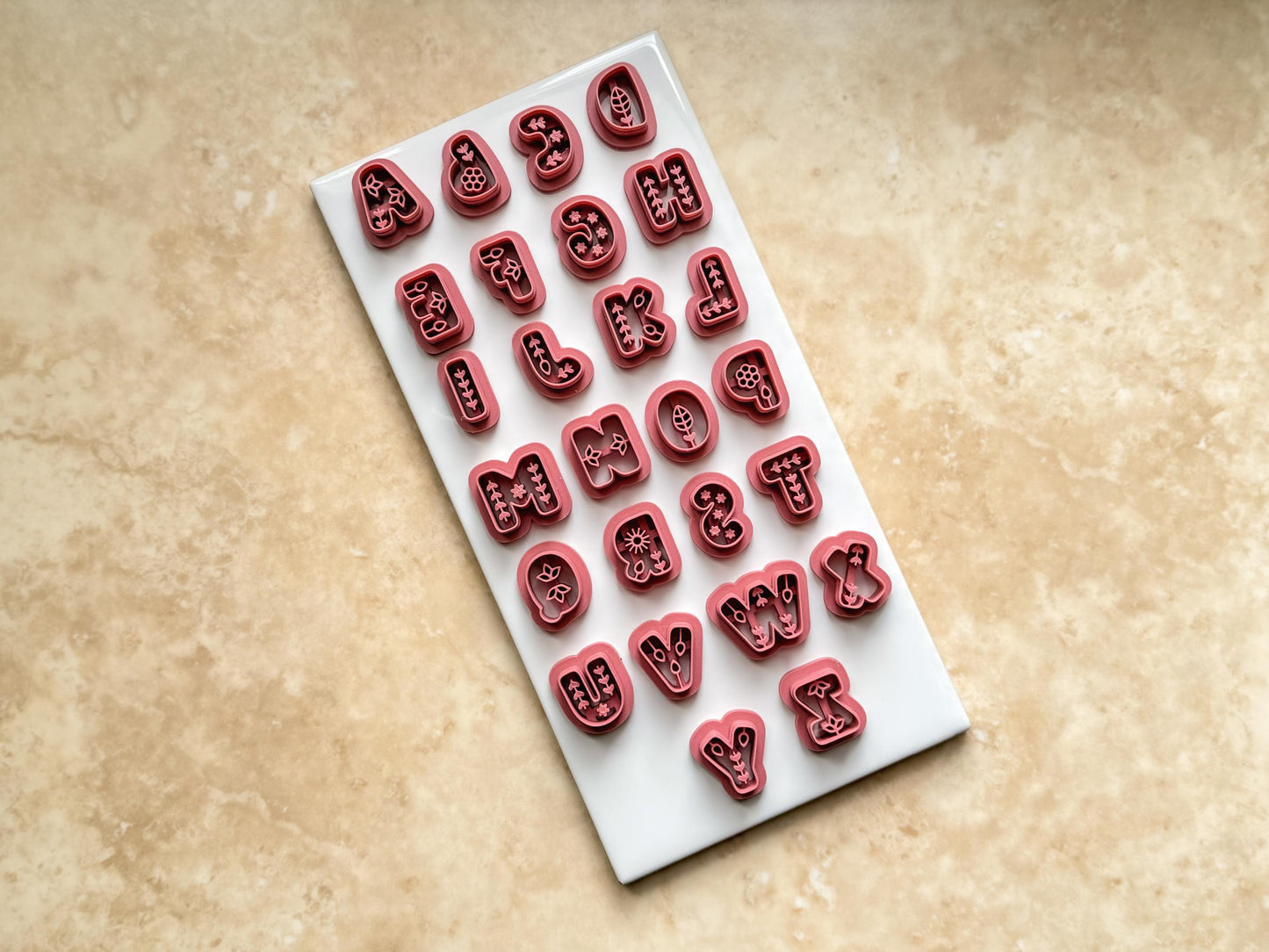 Boho Floral Alphabet Clay Cutters for Polymer Clay & Fondant, 6 Sizes-Boho Clay Cutters