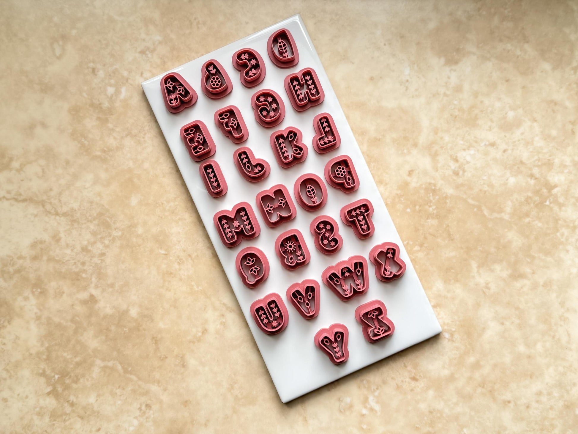 Boho Floral Alphabet Clay Cutters for Polymer Clay & Fondant, 6 Sizes-Boho Clay Cutters