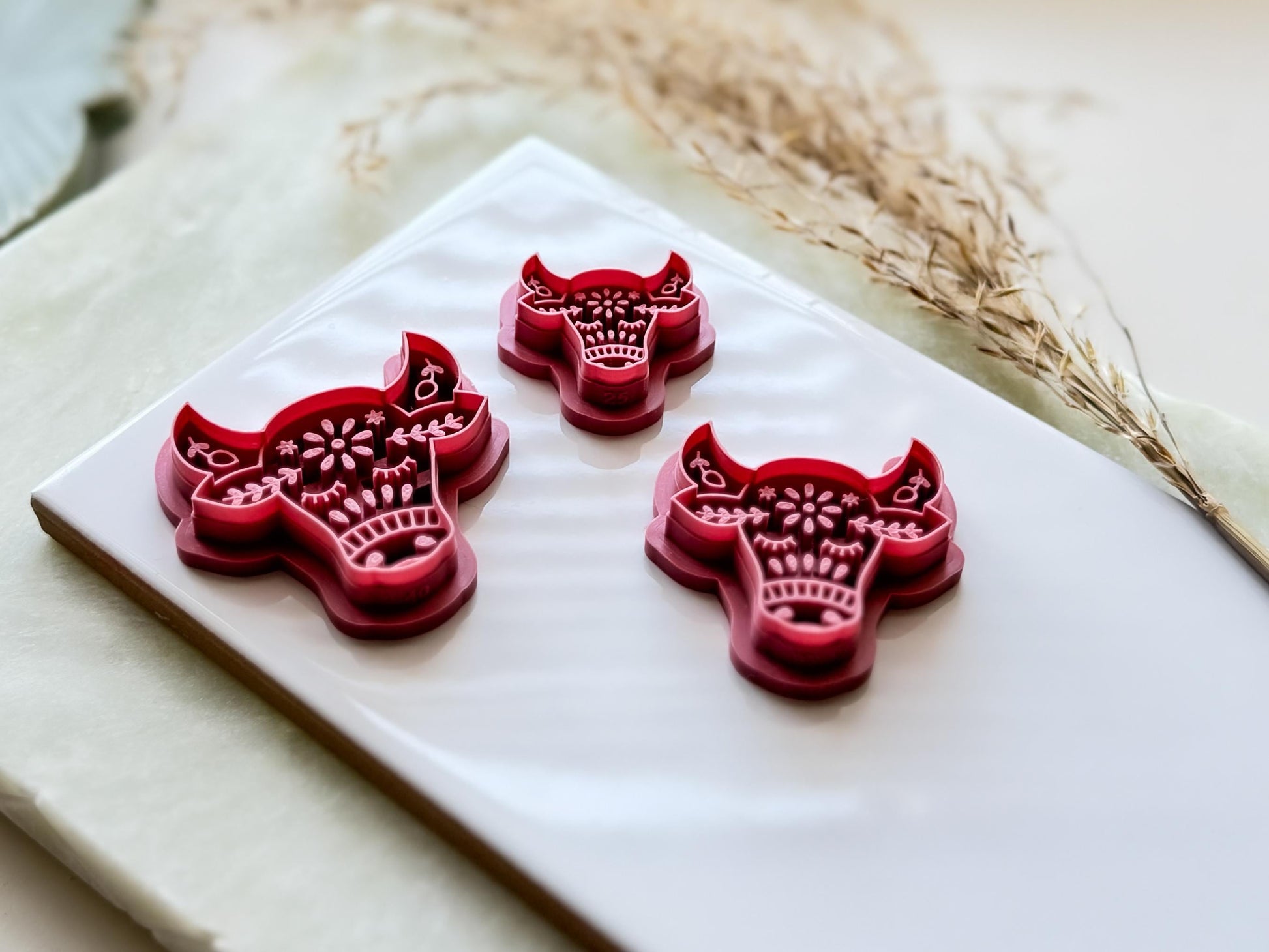 Folk Art Cow Cutter, Nordic Animal Themed Tool For Polymer Clay & Fondant-Boho Clay Cutters