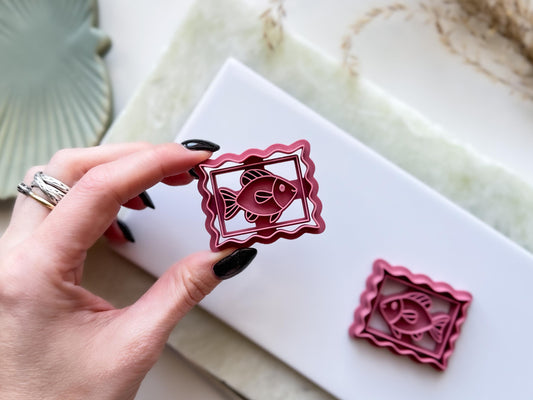 Fish Clay Cutter, Summer Earring Making, Rectangle Frame Style Polymer Clay & Fondant Cutters-Summer Clay Cutters