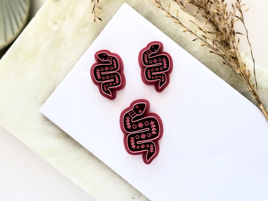 Snake Shaped Clay Cutter, Boho Folk Art Style Tool For Polymer Clay & Fondant. Small mirrored pair and single snake cutter.