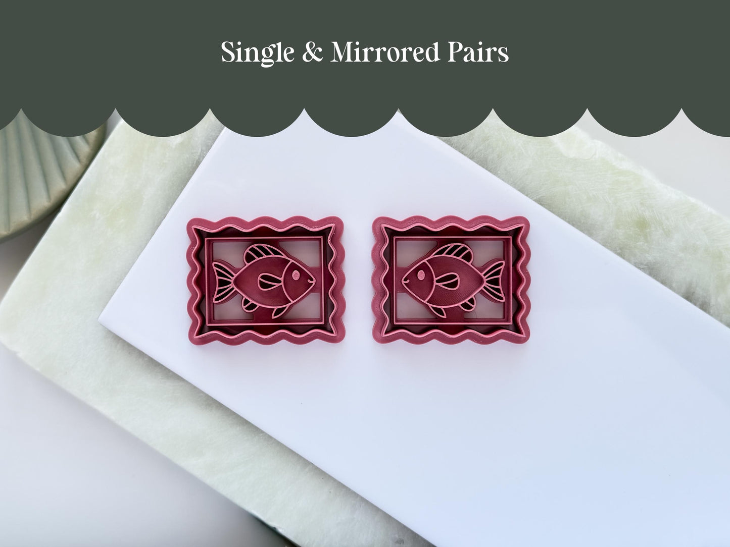 Fish Clay Cutter, Summer Earring Making, Rectangle Frame Style Polymer Clay & Fondant Cutters-Summer Clay Cutters
