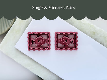 Fish Clay Cutter, Summer Earring Making, Rectangle Frame Style Polymer Clay & Fondant Cutters-Summer Clay Cutters