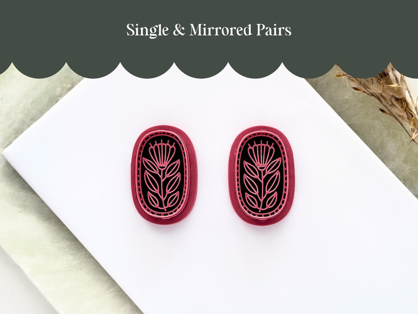 Folk Art Flower Cutter, Organic Oval Earring Making Tools, Polymer Clay Cutters-Flower Clay Cutters