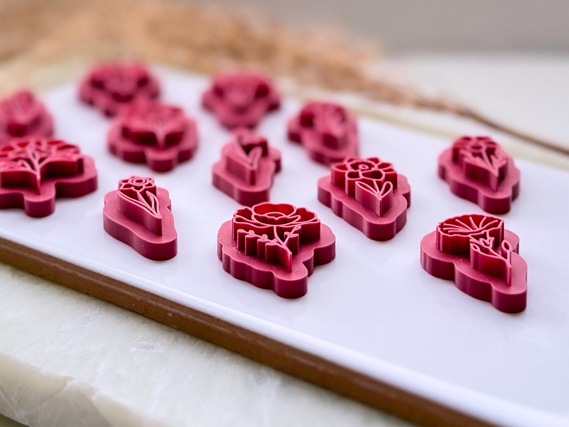Flower clay stamps, floral stamp shapes, fondant stamps, birth month flowers, polymer & silver clay tools-