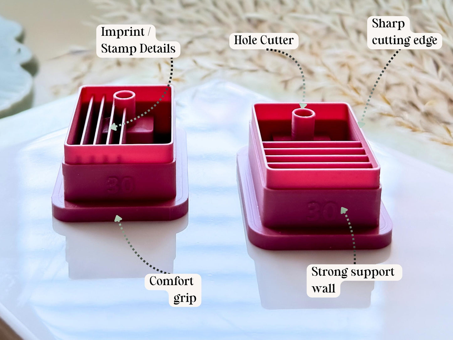 Geometic Rectangle Clay Cutters, Line Details and Hole, Polymer Clay Earring Cutter-Geometric Shape Cutters