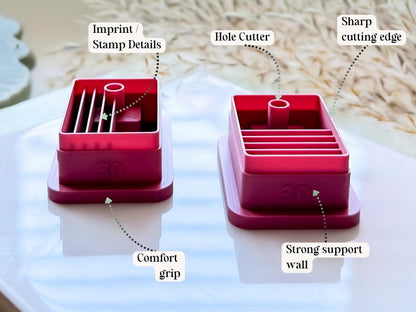 Geometic Rectangle Clay Cutters, Line Details and Hole, Polymer Clay Earring Cutter-Geometric Shape Cutters