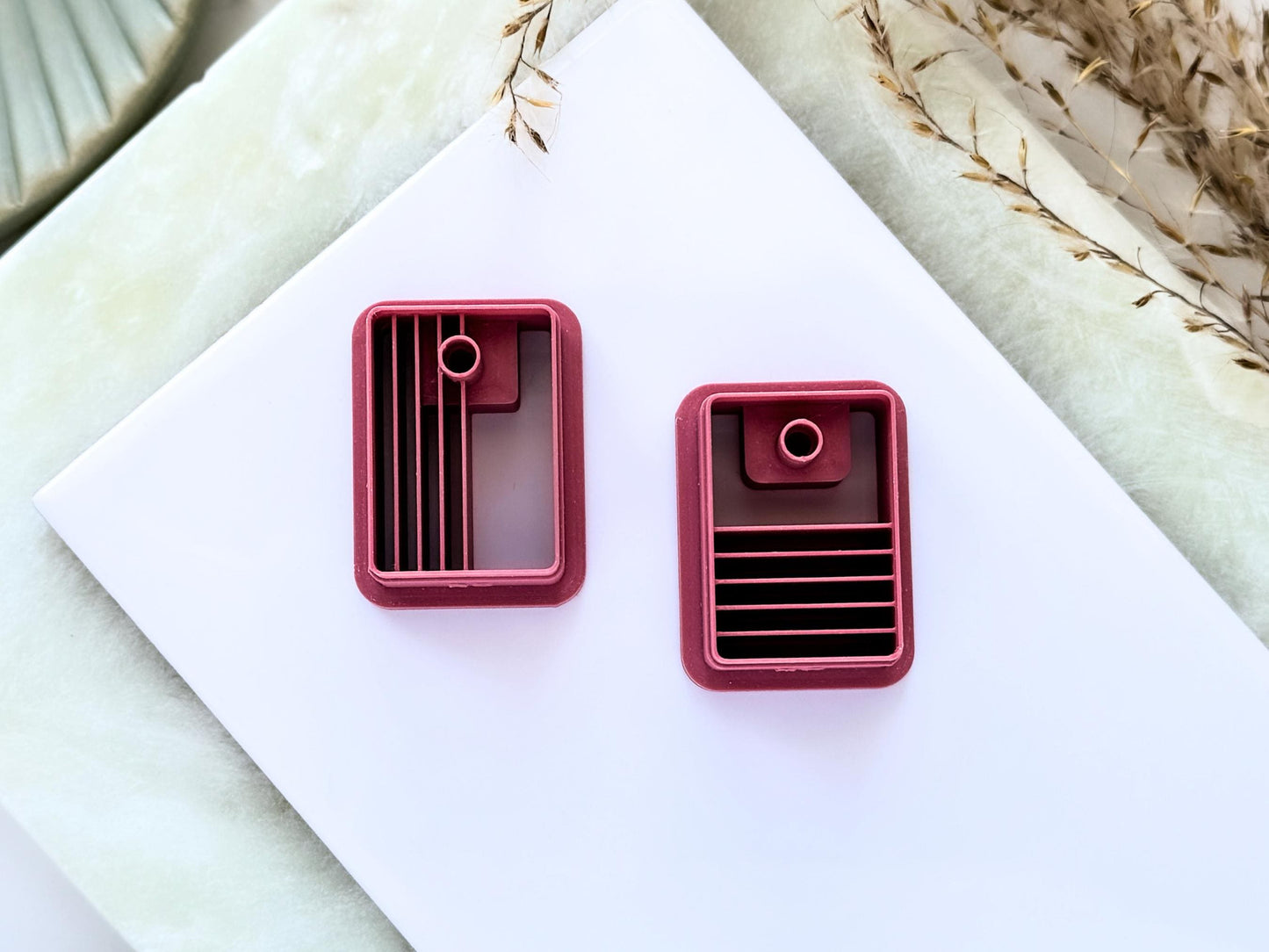 Geometic Rectangle Clay Cutters, Line Details and Hole, Polymer Clay Earring Cutter-Geometric Shape Cutters