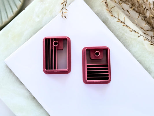 Geometic Rectangle Clay Cutters, Line Details and Hole, Polymer Clay Earring Cutter-Geometric Shape Cutters