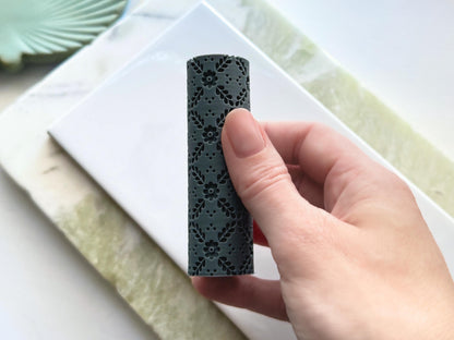 Floral Texture Roller, Detailed Vintage Lattice Style Embossing Tool for Clay Crafts-Texture Rollers