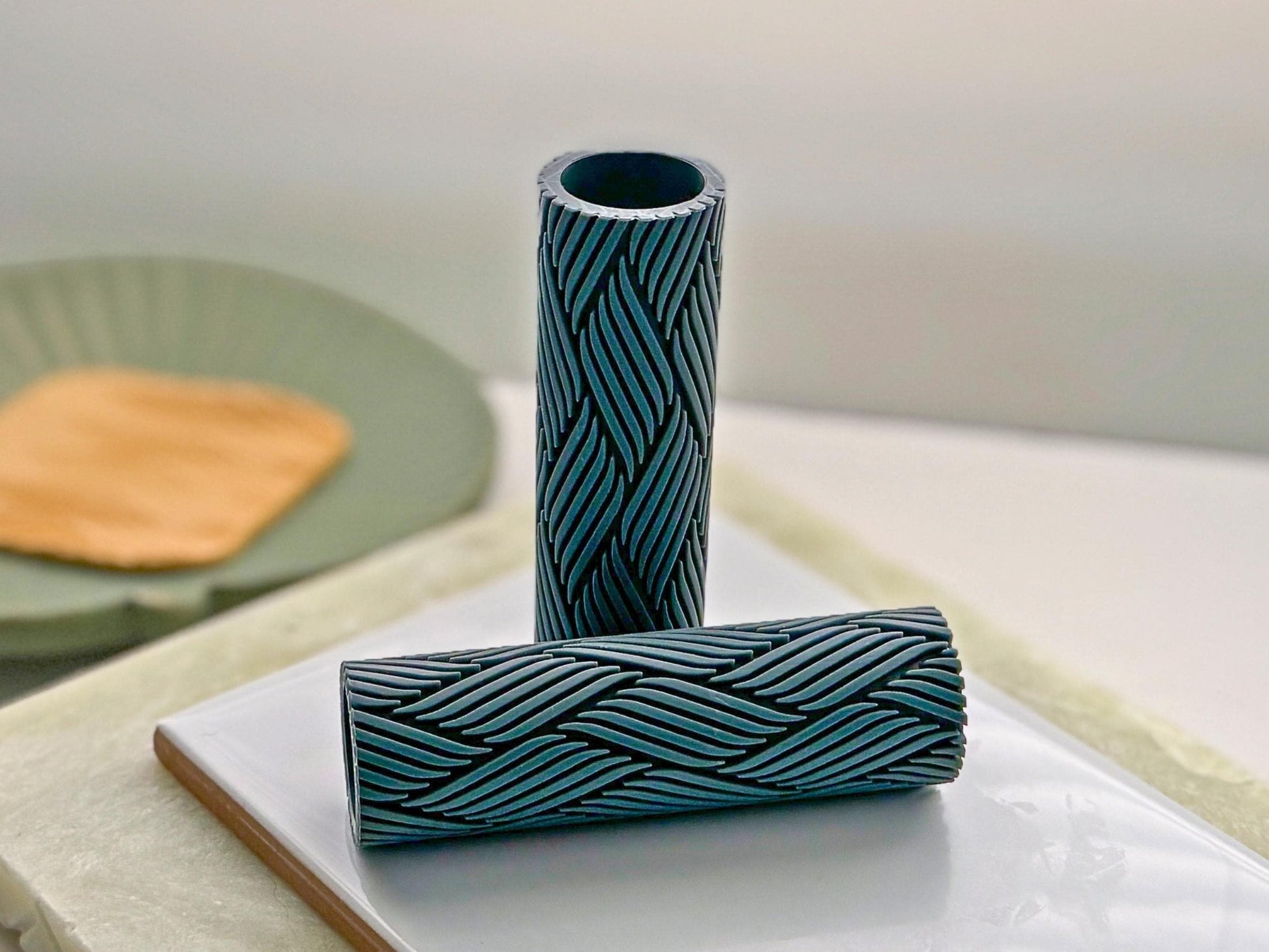 Rattan Weave Texture Roller, Geometric Wave Pattern, Polymer Clay Jewellery Making-Texture Rollers