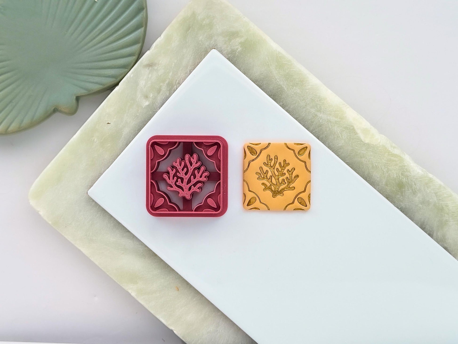 Costal Tile Clay Cutter, Coral Design, Single & Mirrored Pairs-Summer Clay Cutters