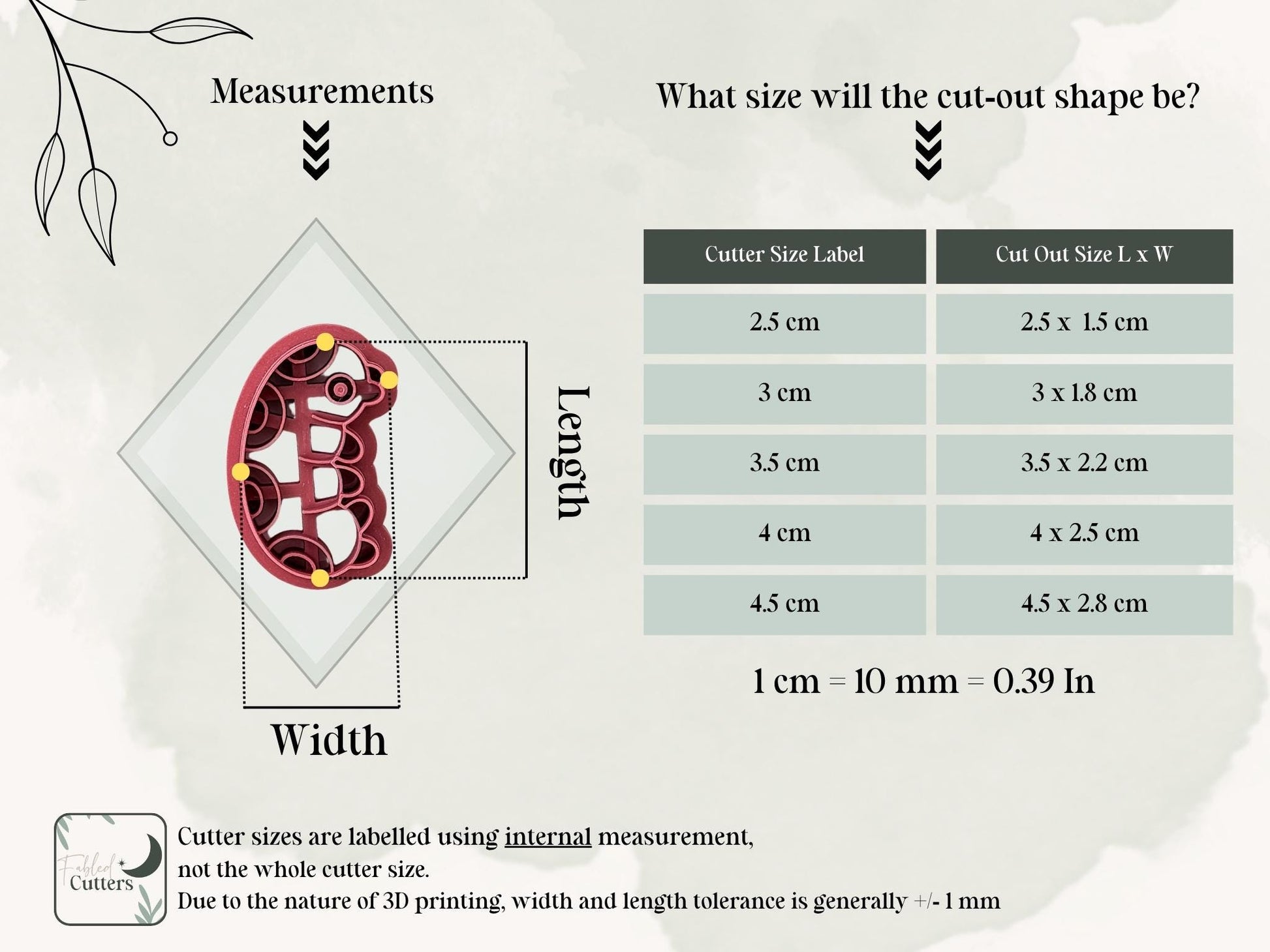Grub bug cutter measurement guide
