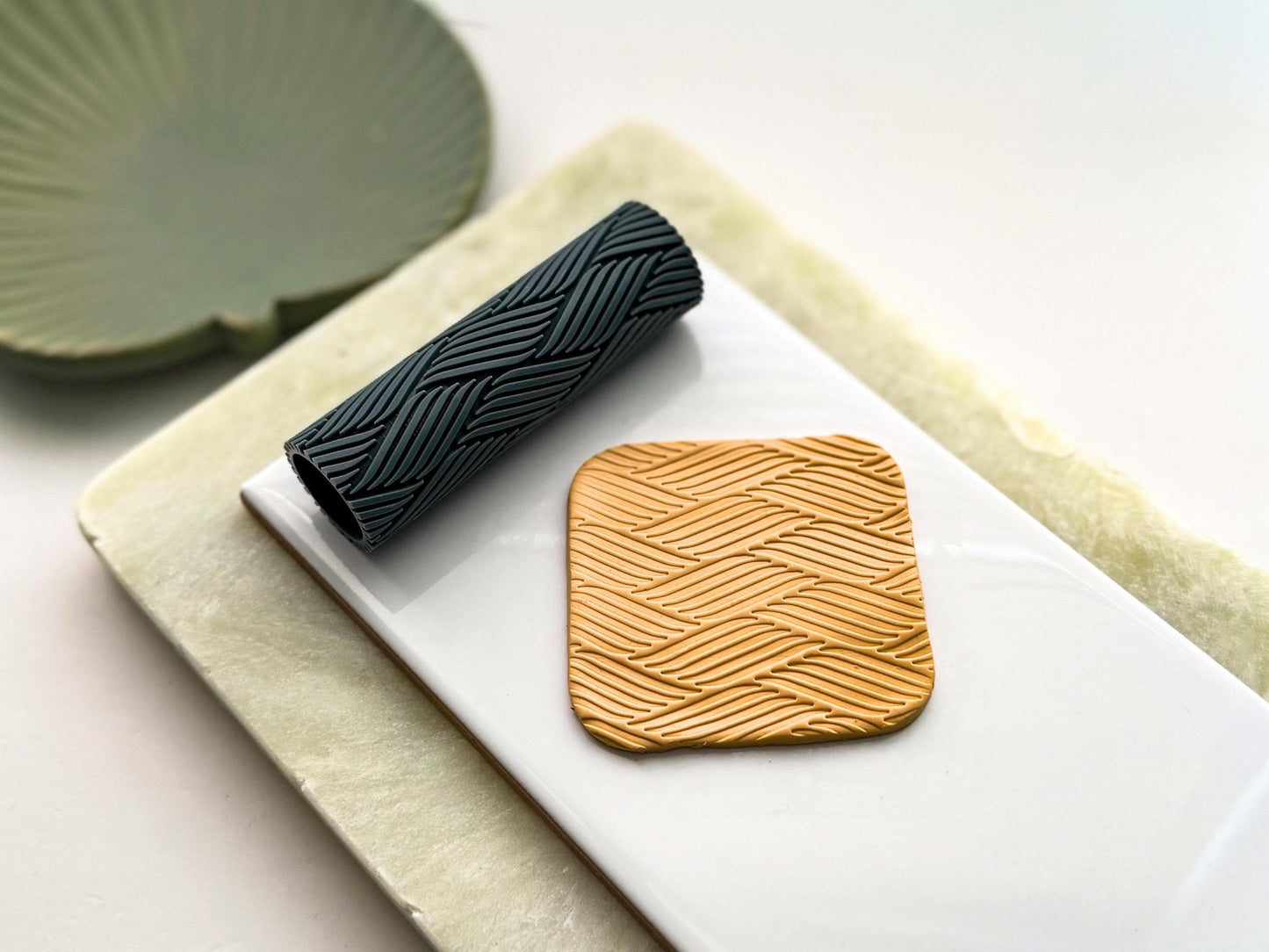 Rattan Weave Texture Roller, Geometric Wave Pattern, Polymer Clay Jewellery Making-Texture Rollers