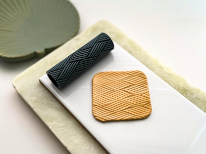 Rattan Weave Texture Roller, Geometric Wave Pattern, Polymer Clay Jewellery Making-Texture Rollers