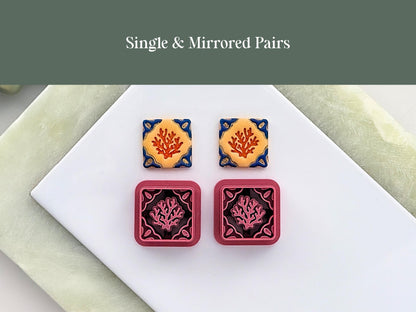 Costal Tile Clay Cutter, Coral Design, Single & Mirrored Pairs-Summer Clay Cutters