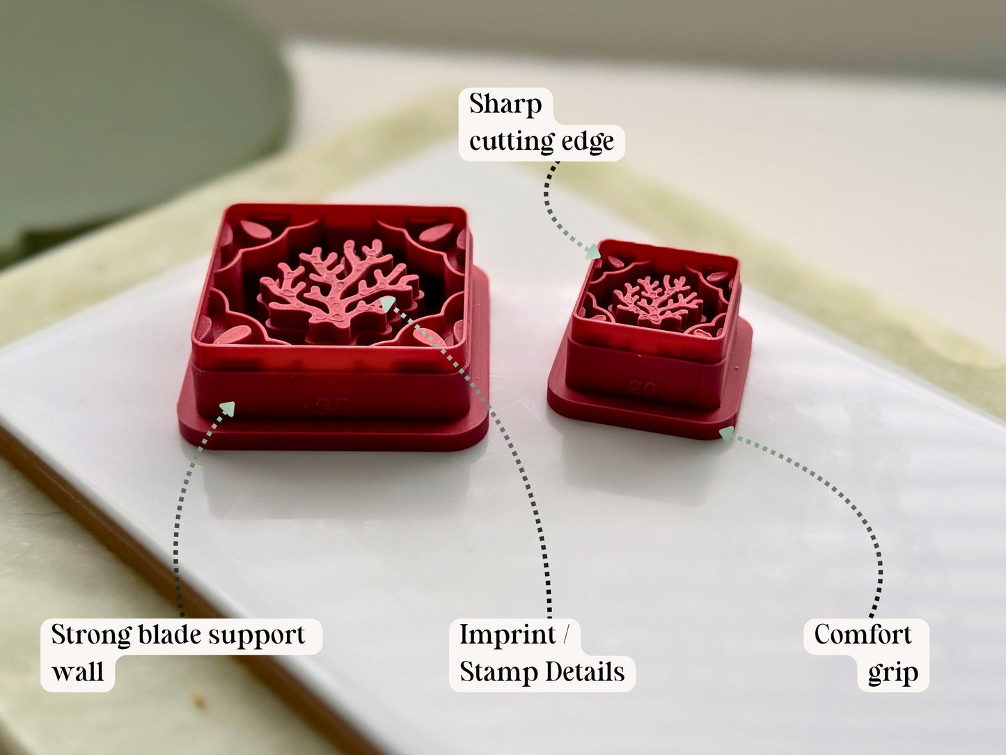Costal Tile Clay Cutter, Coral Design, Single & Mirrored Pairs-Summer Clay Cutters