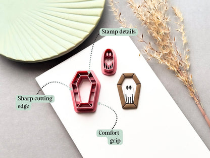 Coffin & Ghost Polymer Clay Cutter Set, Halloween and Gothic Earring Making-Halloween Cutters