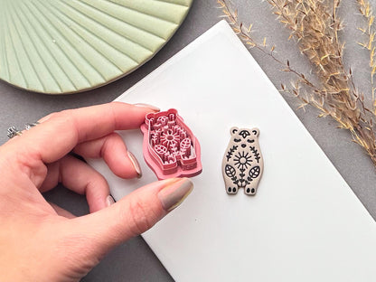 Folk Art Bear Clay Cutter, Nordic Animal Theme-Animal & Nature Cutters
