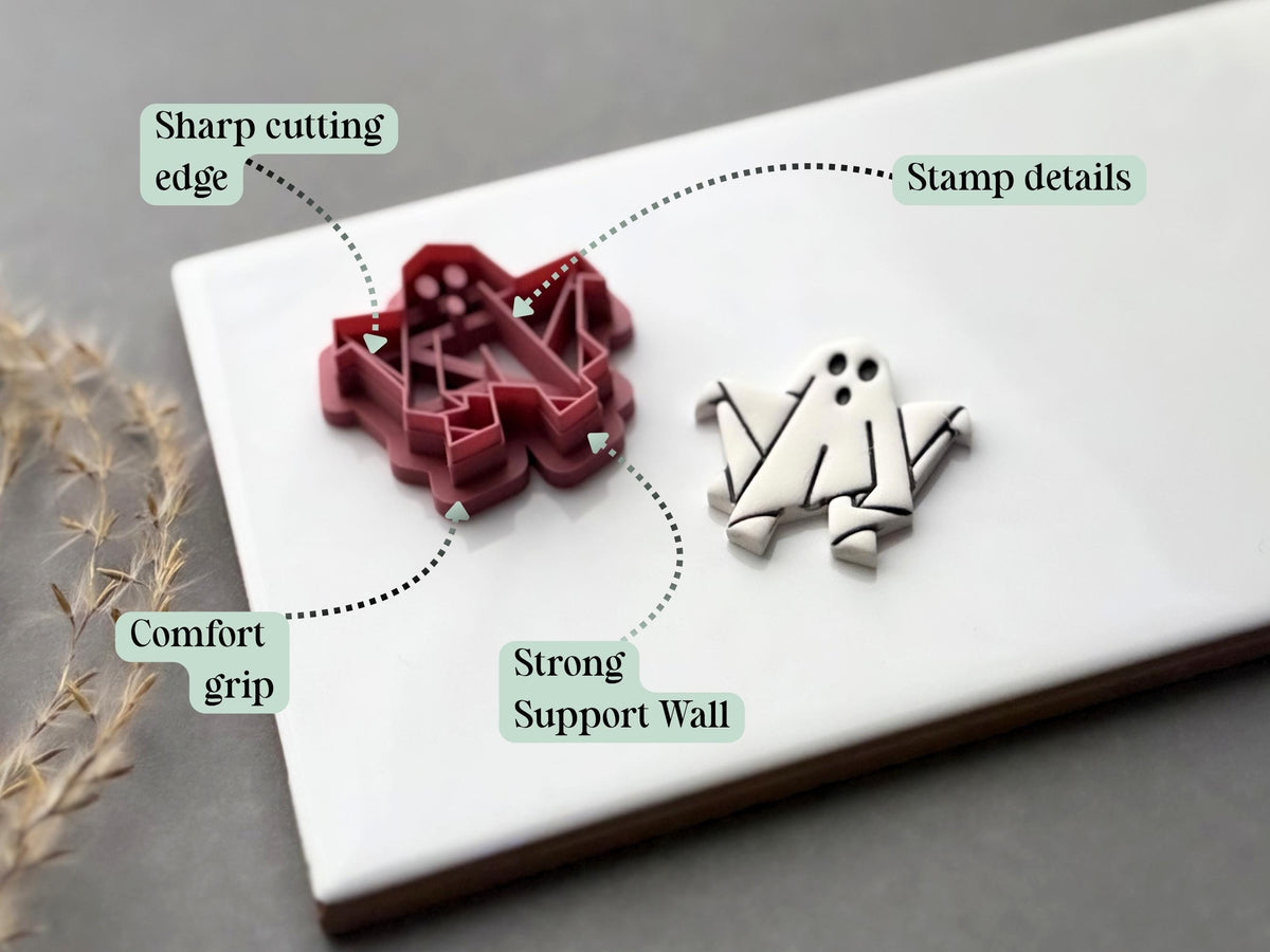 Origami Ghost Clay Cutter, Geometric Halloween Polymer Clay Tool-Halloween Cutters