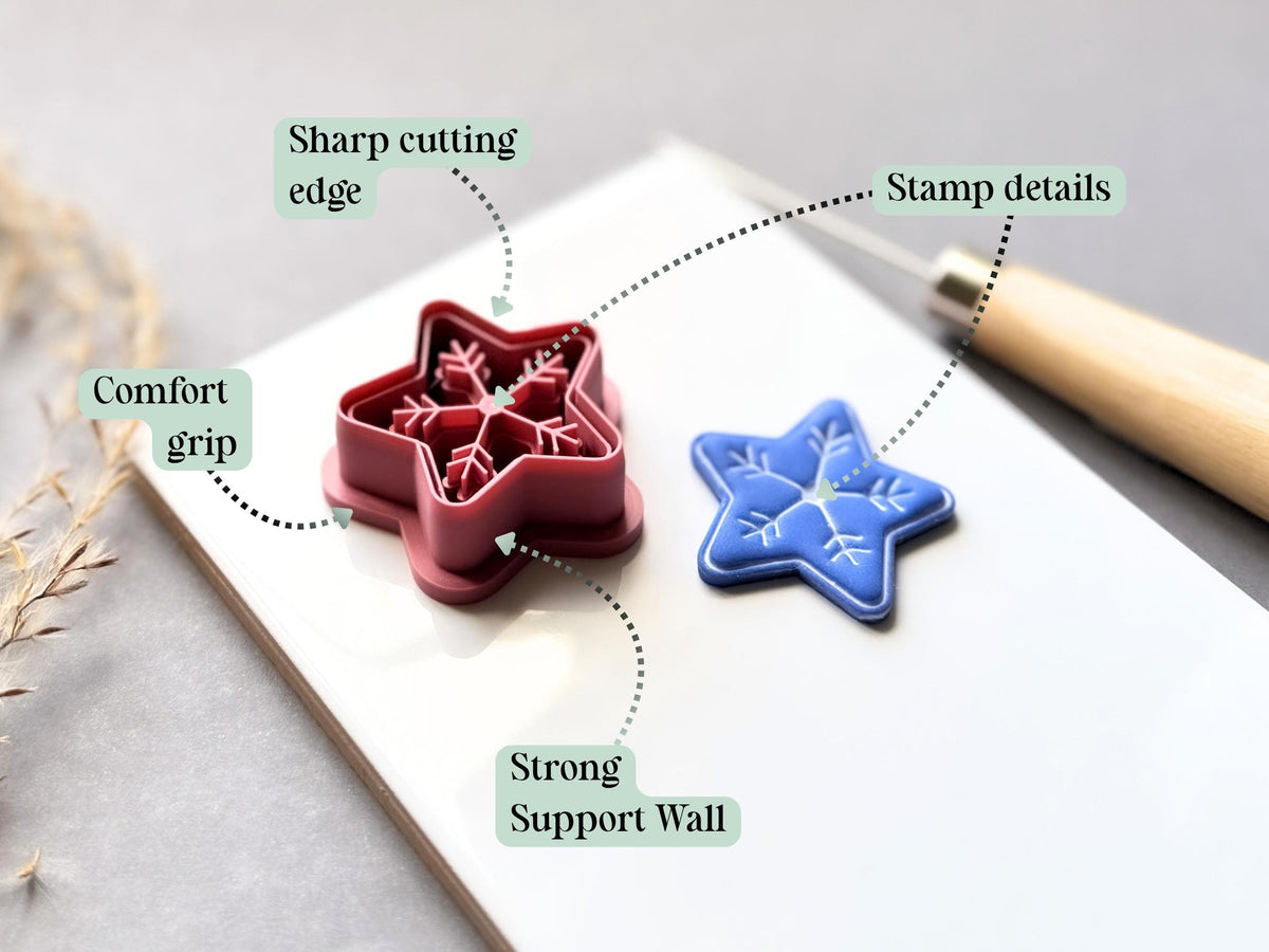Snowflake Star Clay Cutter | Christmas Winter Ornament Jewellery Tool-Winter Clay Cutters
