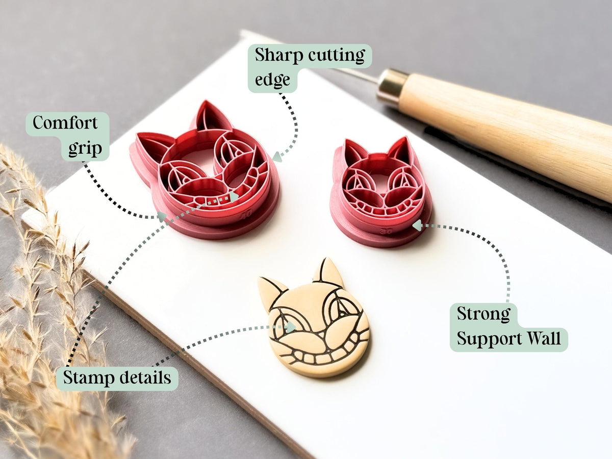 Stained Glass Cat Clay Cutter | Spooky Halloween Polymer Clay Tool | Gothic Kitty-Halloween Cutters