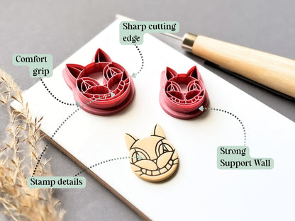 Stained Glass Cat Clay Cutter | Spooky Halloween Polymer Clay Tool | Gothic Kitty-Halloween Cutters
