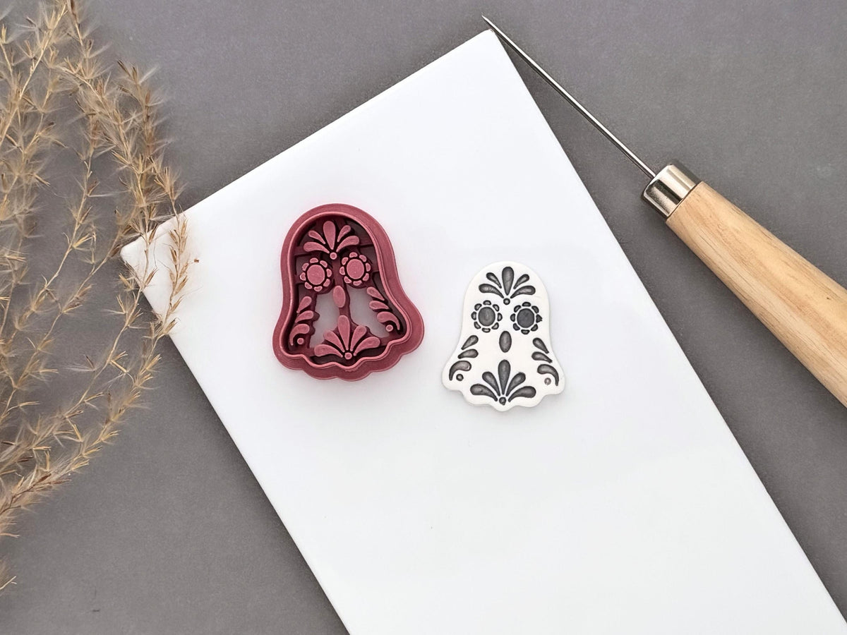 Sugar Skull Ghost Polymer Clay Cutter, Day of the Dead Halloween Design-Halloween Cutters