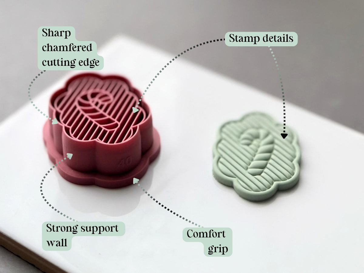 Striped Candy Cane Clay Cutter, Festive Frame Style Earring Making Tool-Winter Clay Cutters