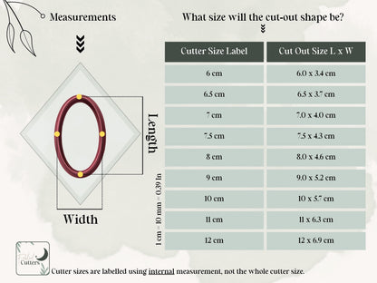 Large Oval Polymer Clay Cutters, Geometric Outline Shapes (6-12cm)-Geometric Shape Cutters