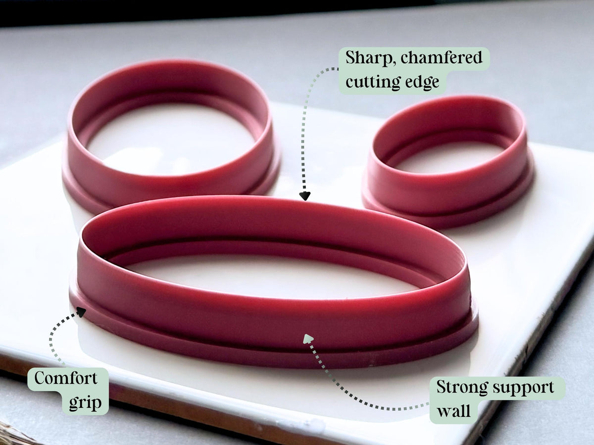 Large Oval Polymer Clay Cutters, Geometric Outline Shapes (6-12cm)-Geometric Shape Cutters
