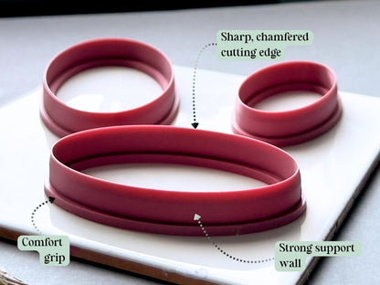Large Oval Polymer Clay Cutters, Geometric Outline Shapes (6-12cm)-Geometric Shape Cutters