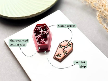 Botanical Coffin Clay Cutter, Spooky Halloween Earring Making-Halloween Cutters