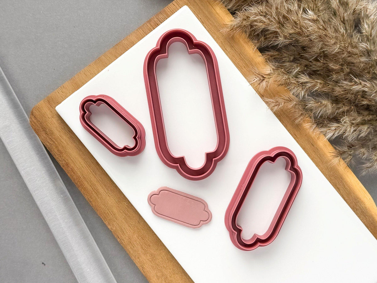 Notched Rectangular Frame Polymer Clay Cutters With Border Detail (4-8.5 cm)-Geometric Shape Cutters